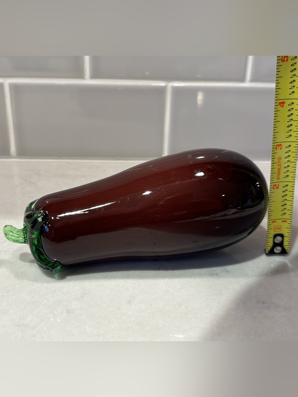 Vintage🍆Murano style hand blown glass decorative purple eggplant